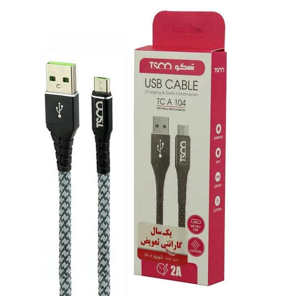 کابل شارژ و دیتا کنفی 1 متری اندروید TSCO مدل TCA 104